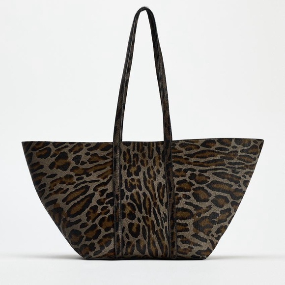 Zara Animal Print Tote with Pouch - Picture 2 of 8